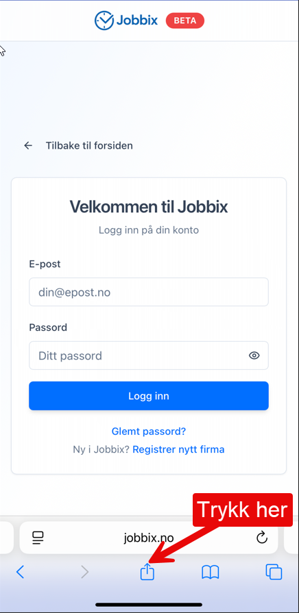 Trinn 3 – Trykk på deleknappen nederst i Safari